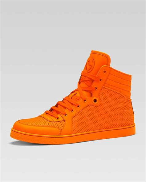 gucci high top orange sneakers